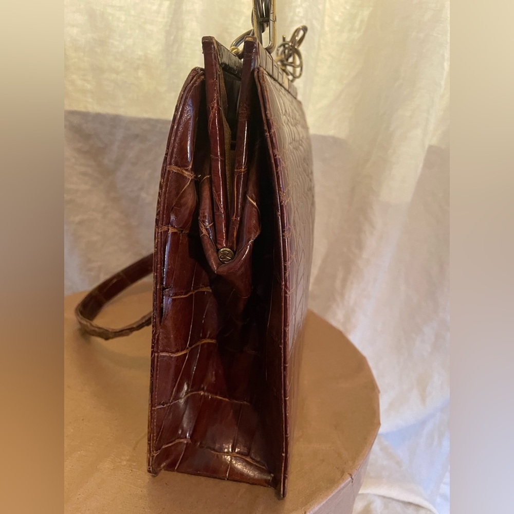 Authentic Crocodile Handbag, Updated Vintage Beauty With Chain Strap At 35”. View 3